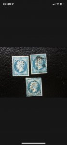 France - Stamp Yvert / Tellier N° 14A x3 Obl (A8) (F)