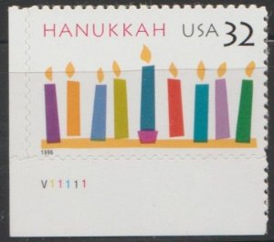 3118, PL# Single L/L. Hanukkah MNH, '.32 cent'