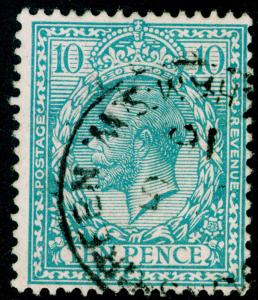 SG394, 10d turquoise-blue, FINE USED, CDS. Cat £20.