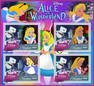 Stamps. Cartoons. Disney.  Alice  2022 year 1+1 sheets perf  Ethiopia