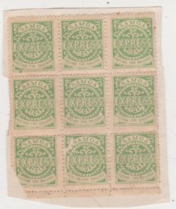 British Oceania: Samoa Scott # 8 Block of 9 some stuck on Paper Type 1 MNH