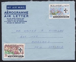 SARAWAK MALAYSIA 1966 aerogramme used Kuching to New Zealand...............D6671