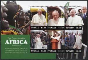 TUVALU  2016   POPE FRANCIS TRAVELS TO AFRICA  SHEET  MINT NH