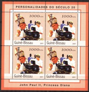 Guinea Bissau 2001 Pope John Paul Princess Diana sheet MNH