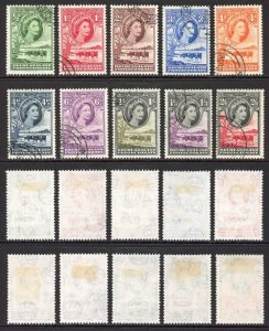 Bechuanaland SG143/51 QEII 1955-58 Part Set of 10 Used Wmk Mult Script CA