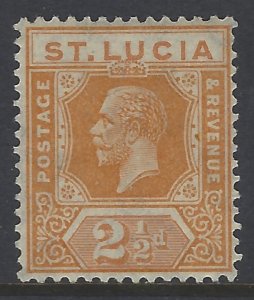 St Lucia, Scott #82; 2 1/2p King George V, Wmk 4, MH