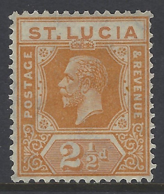 St Lucia, Scott #82; 2 1/2p King George V, Wmk 4, MH