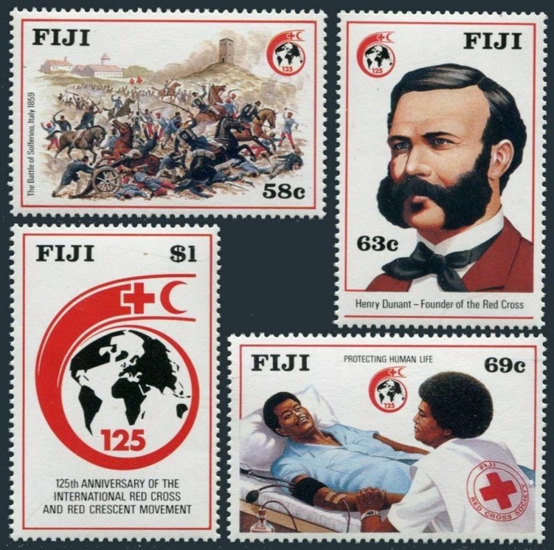 Fiji 599-602,MNH.Michel 594-597. Red Cross/Red Crescent,125,1989.Henri Dunant.