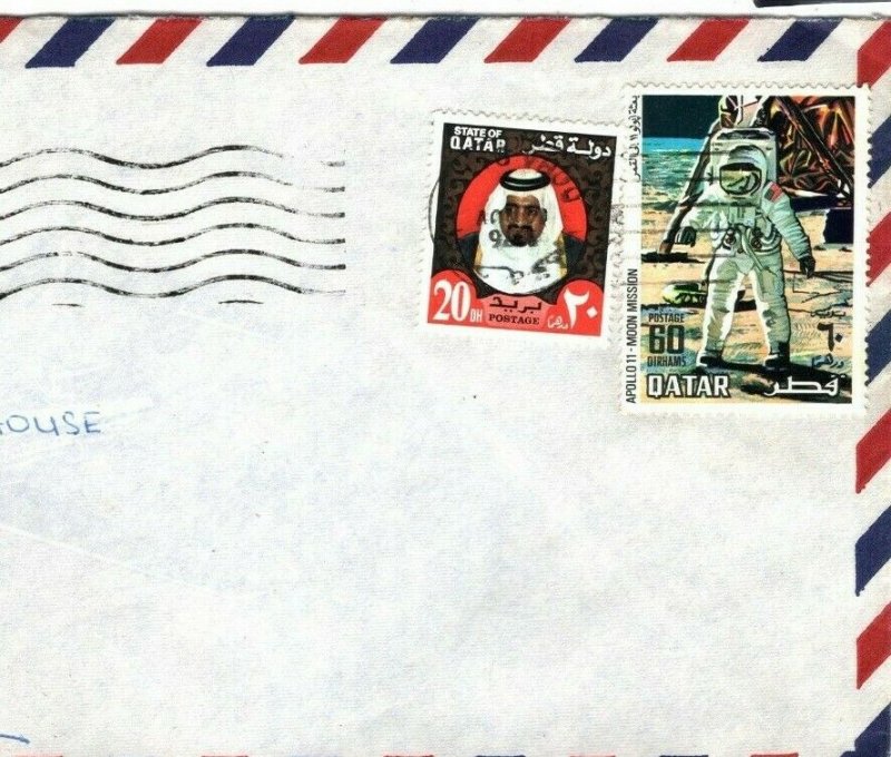 Gulf QATAR Cover SPACE APOLLO 69 LATE USE Air Mail Devon Gift Co. 1976 FC226