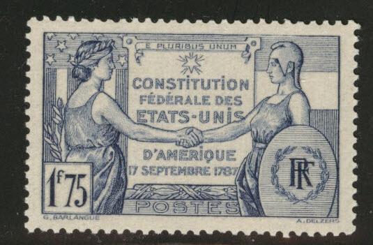 FRANCE Scott 332 MNH** 1937 US constitutuion stamp CV$4.50