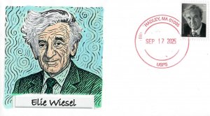 6037 - FDC - Elie Wiesel - Wally Jr Hand Painted Cachet -  Hadley, MA