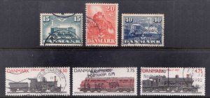 DENMARK - SELECTED RAILWAY LOCOMOTIVES STAMPS 6V USED