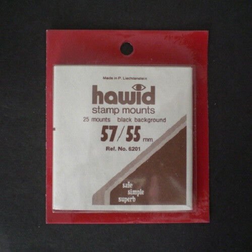 Hawid Stamp Mounts Size 57/55 BLACK Background Pack of 25