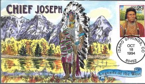 Collins Designed/Painted Chief Joseph Legends of the West FDC!!