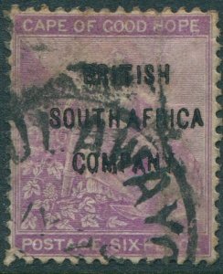 Rhodesia 1896 SG63 6d purple BRITISH SOUTH AFRICA COMPANY ovpt FU