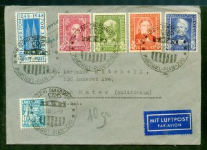 Germany B310-313  Airmail cover with Scarce Marshall Plan Cancel to California
