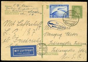 EDW1949SELL : GERMANY Scarce 1928 uprated Zeppelin Post Card.