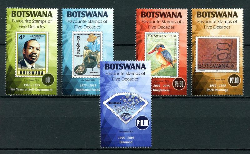 Botswana 2016 MNH Favourite Stamps on Stamps Kingfishers Birds Diamonds 5v Set