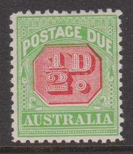 Australia 1909 1/2d Postage Due Sc#J29 MVLH  Sideways Watermark