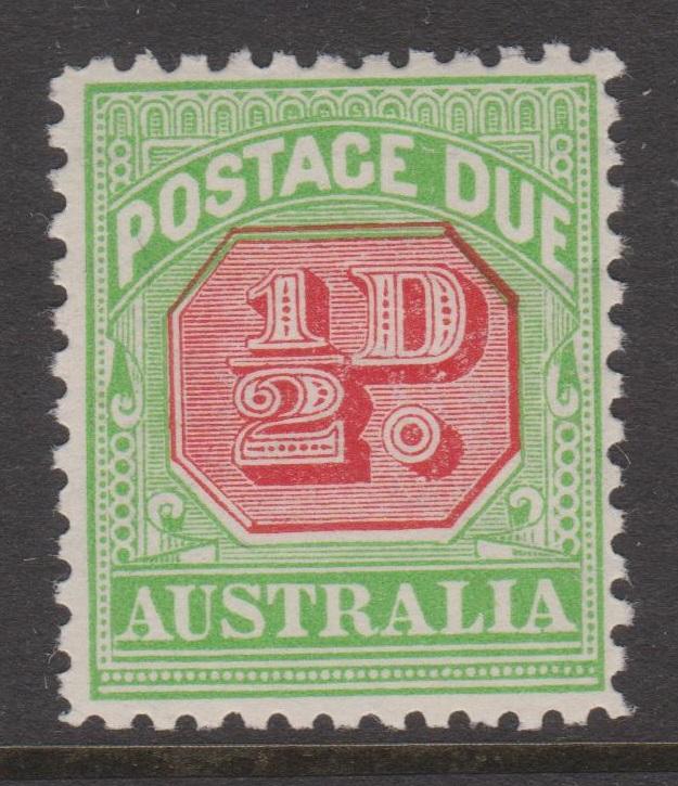 Australia 1909 1/2d Postage Due Sc#J29 MVLH  Sideways Watermark