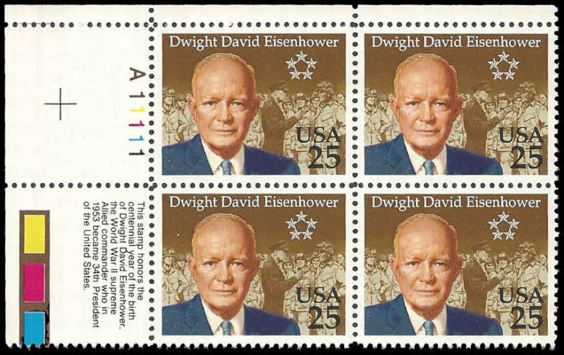PCBstamps   US #2513 $1.00(4x25c)Dwight Eisenhower, MNH, (PB-1)