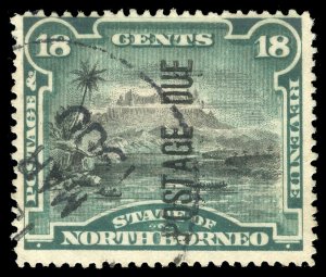 North Borneo 1895 Postage Due 18c (p14½-15) opt vertical VFU. SG D10c. Sc J7.