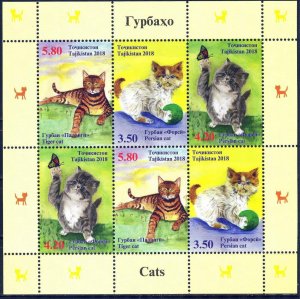 Tajikistan 2018 Cats sheet of 6 MNH**
