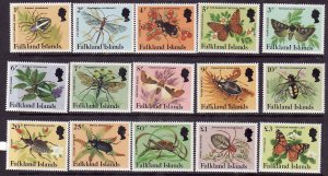 Falkland Is.-Sc#387-401- id9-unused NH QEII set-Insects-Spiders-Butterflies-1984
