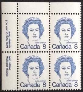 Canada 593bi Plate Block UL No. 6 VF MNH