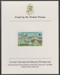 LIBERIA 1984  DUCKS  imperf proof mounted on Format I...