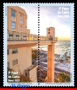 23-17 BRAZIL 2023 LACERDA ELEVATOR, 150 Y, SALVADOR BAHIA,ARCHITECTURE, SET MNH