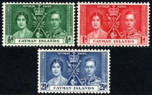 Cayman Islands 97-99, MNH. Coronation. King George VI and Queen Elizabeth, 1937