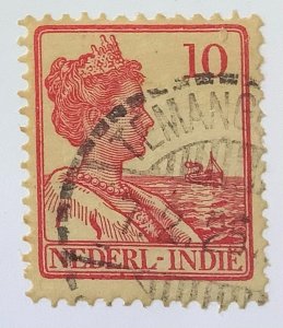 Netherlands Indies 1914-15  Scott 117 used - 10c,   Queen Wilhelmina