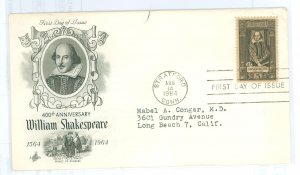 US 1250 1964 William Shakespeare, typed address, corner creases.