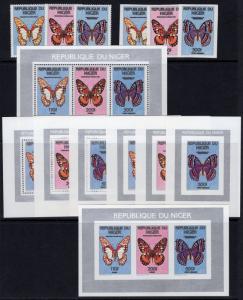 Niger 1991 Butterflies Set+3 S/S+Compound S/S Perf.+ Imperf. MNH