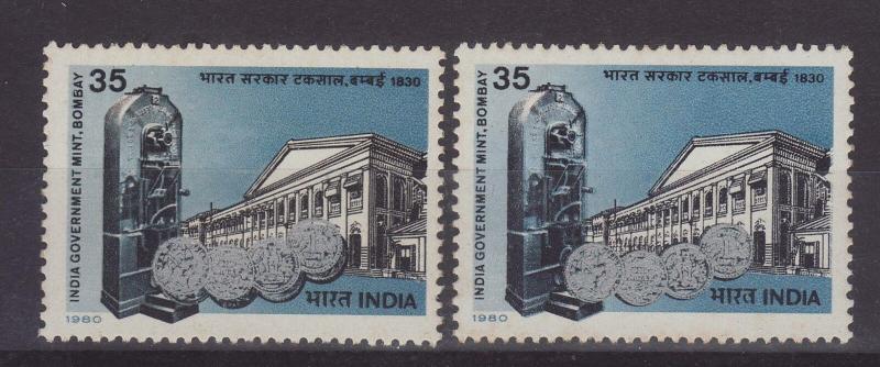 1980 India With Silver Colour Shift + Normal for Comparison SG992var