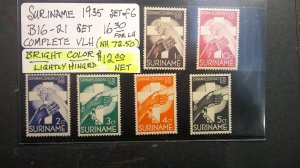 Suriname 1935 Scott# B16-B21.  Very Light Hinge. VF-XF