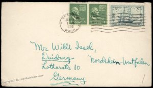 USA 2x1c Prexie Transatlantic Cover Germany 80764