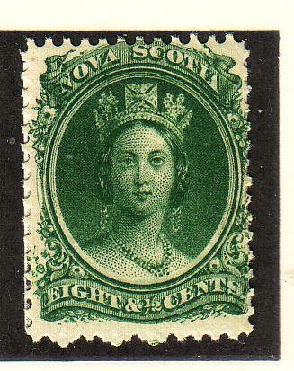 Nova Scotia Sc 11 1860 8 1/2c green Victoria staamp mint NH