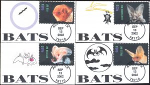 #3661-64 American Bats Mini Special FDC Set