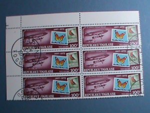 TOGO-1972  LOVELY BUTTERFLY STAMPS ON STAMPS IMPRINT CTO NH BLOCK OF 6 VF