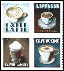 U.S.#5572a Expresso Drinks 55c Booklet Block of 4, MNH.
