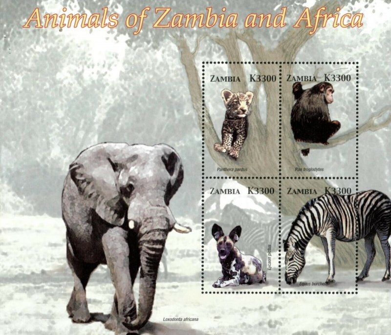 Zambia 2005 - Animals of Africa and Zambia - Sheet of 4- Scott 1043 - MNH