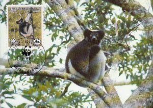 Madagascar 1988 Maxicard Sc #838 250fr Indri lemur WWF