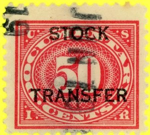 #RD9 – 1918-22 50c Stock Transfer Stamp.  Used.