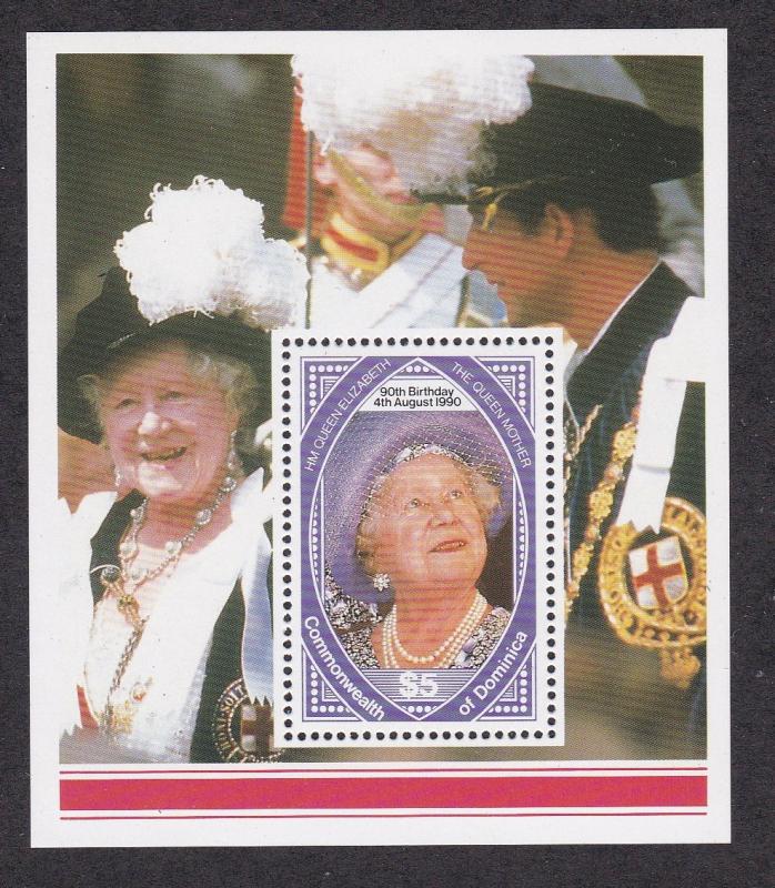 Dominica # 1265, Queen Mothers 90th Birthday, Souvenir Sheet, NH, 1/2 Cat.