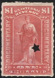 US Revenue Sc R182  $1 Used, VF, Star cut cancel