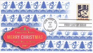 AO-4209-2, 2007, Holiday Knits, Snowman, Standard Postmark, FDC, SC 4209, Add on