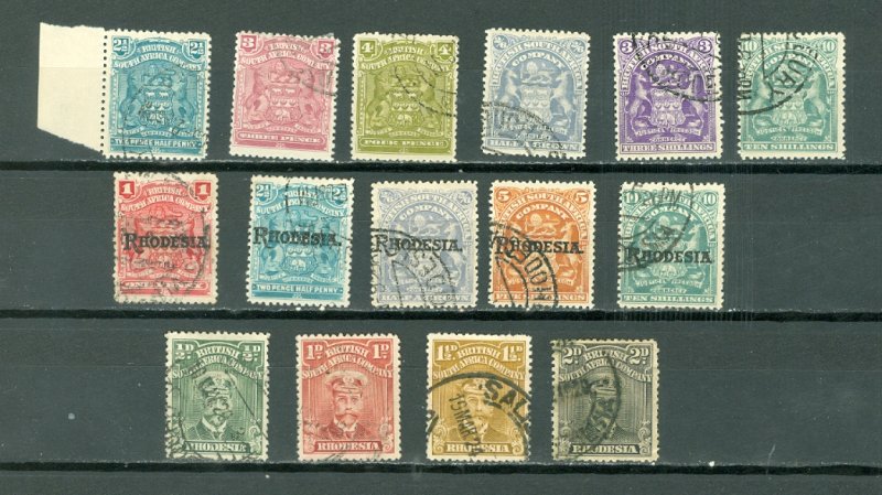 RHODESIA EARLY LOT of 15...USED NO THINS...$150.00