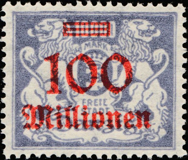 DANZIG - 1923 - Mi.174 100Mio / 10000M light greyish violet - Mint*